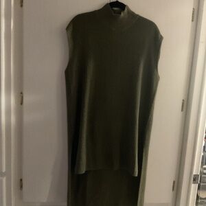 RIB-KNIT Olive Green Long TUNIC